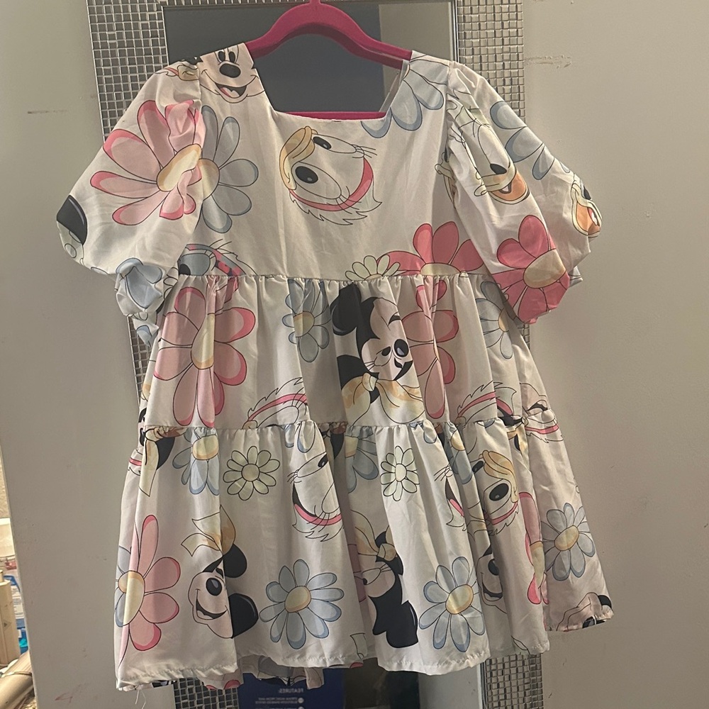 Floral Disney Print Kids Dress